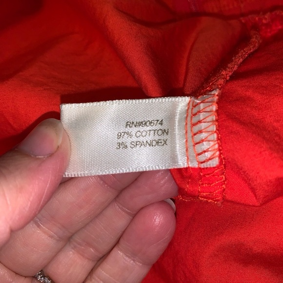 Boston proper peplum Off-Shoulder orange blouse smocked flame size 12 cotton - Picture 6 of 7